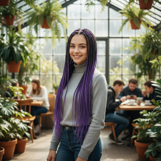  Afrika Örgüsü Ve Rasta İçin Sentetik Ombreli Saç - Siyah / Küllü Mor