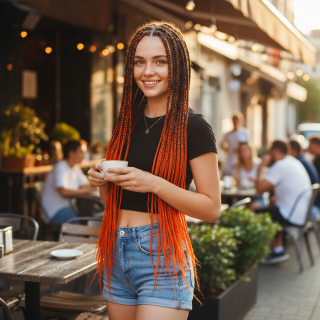  Afrika Örgüsü Ve Rasta İçin Sentetik Ombreli Saç - Siyah / Turuncu